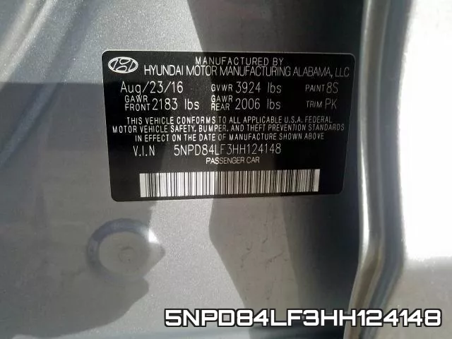 5NPD84LF3HH124148 фото 2