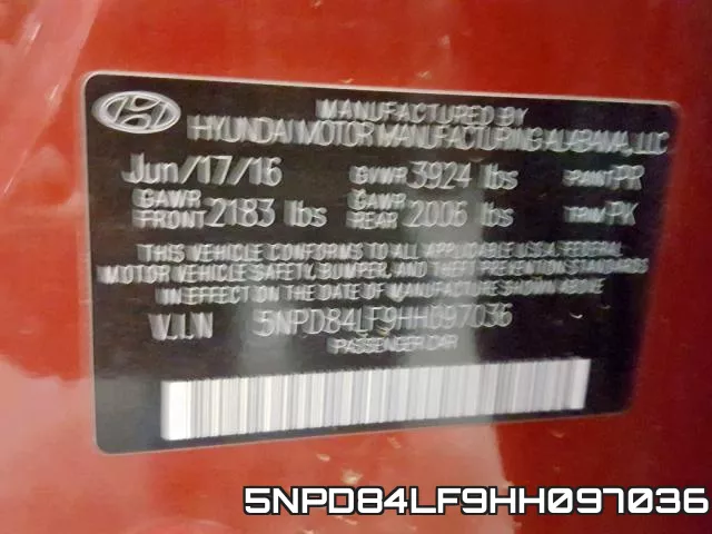 5NPD84LF9HH097036 фото 2