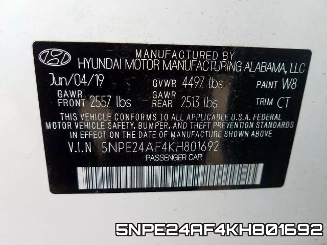 5NPE24AF4KH801692 фото 2