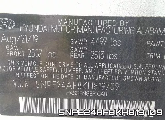 5NPE24AF8KH819709 фото 10