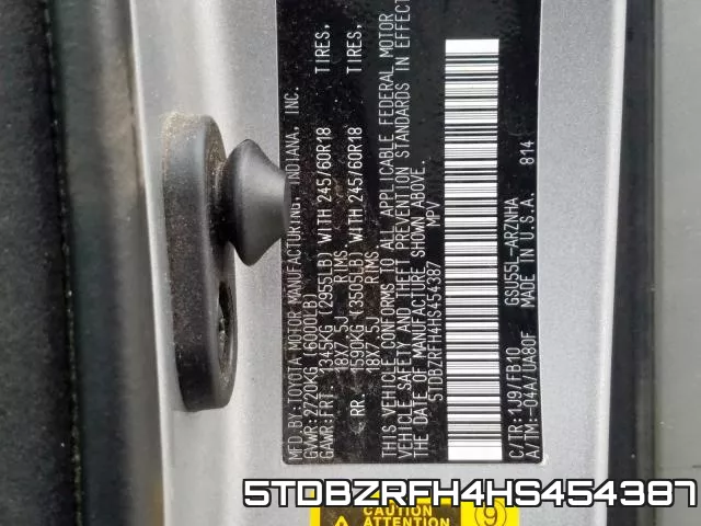 5TDBZRFH4HS454387 фото 2