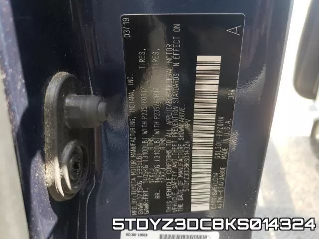 5TDYZ3DC8KS014324 фото 2