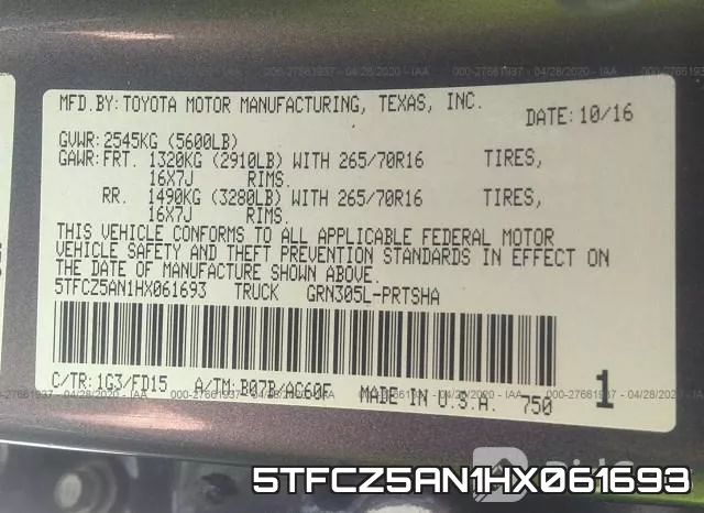5TFCZ5AN1HX061693 фото 10