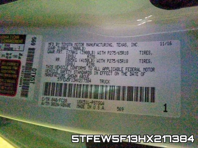 5TFEW5F13HX217384 фото 2