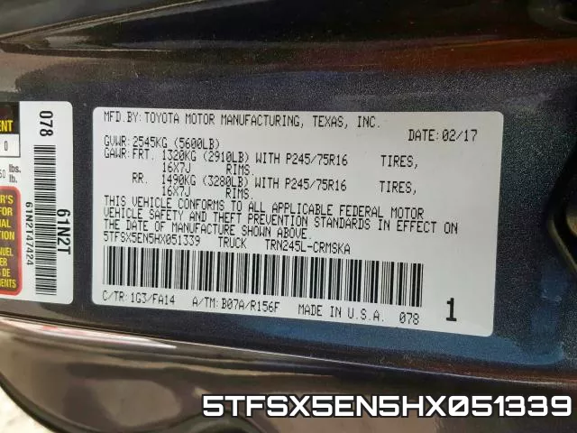 5TFSX5EN5HX051339 фото 2