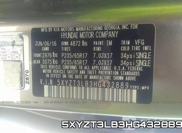 5XYZT3LB3HG432889 фото 10