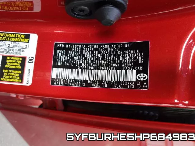 5YFBURHE5HP684983 фото 2
