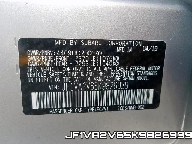 JF1VA2V65K9826939 фото 2