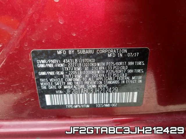 JF2GTABC3JH212429 фото 2