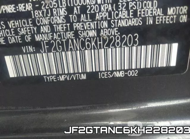JF2GTANC6KH228203 фото 10