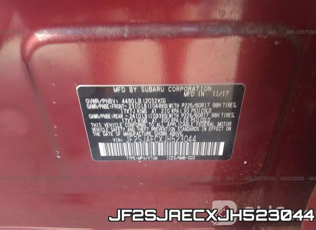 JF2SJAECXJH523044 фото 10