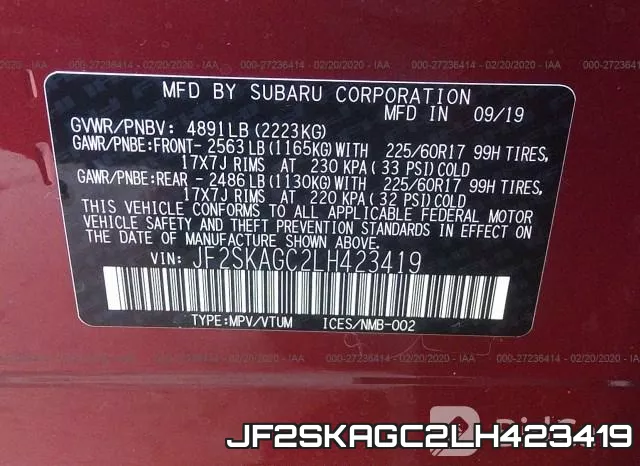 JF2SKAGC2LH423419 фото 10