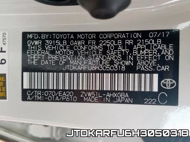 JTDKARFU6H3050318 фото 2