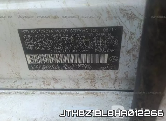 JTHBZ1BL8HA012266 фото 10