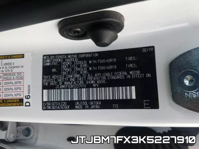 JTJBM7FX3K5227910 фото 2