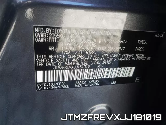JTMZFREVXJJ181019 фото 2