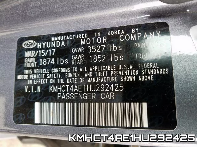 KMHCT4AE1HU292425 фото 2