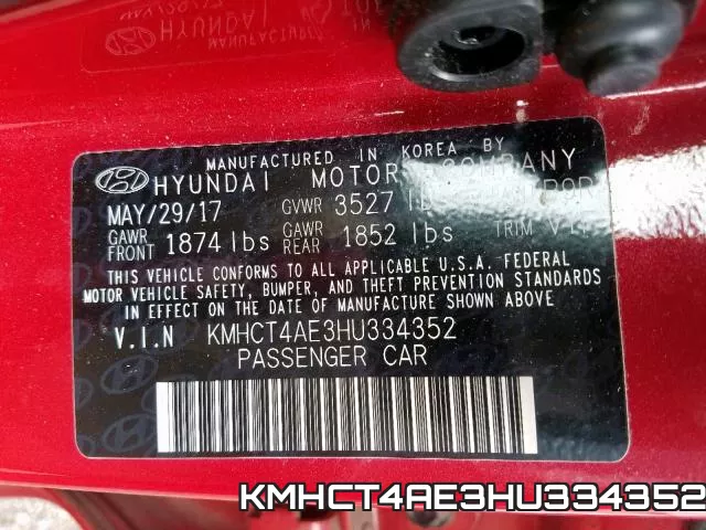 KMHCT4AE3HU334352 фото 2