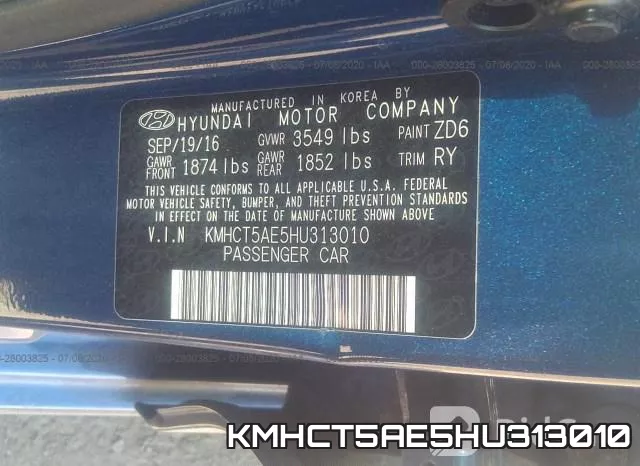 KMHCT5AE5HU313010 фото 10