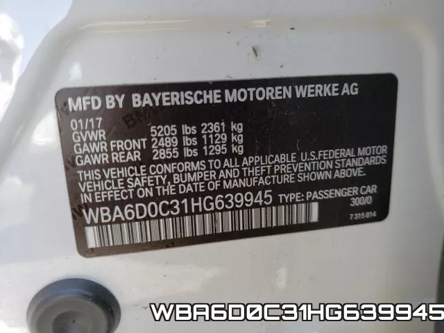 WBA6D0C31HG639945 фото 2