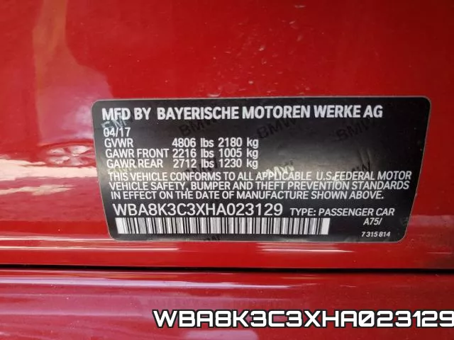 WBA8K3C3XHA023129 фото 2