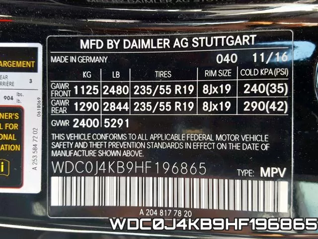 WDC0J4KB9HF196865 фото 2