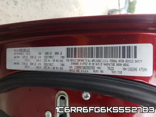 1C6RR6FG6KS552783 фото 2