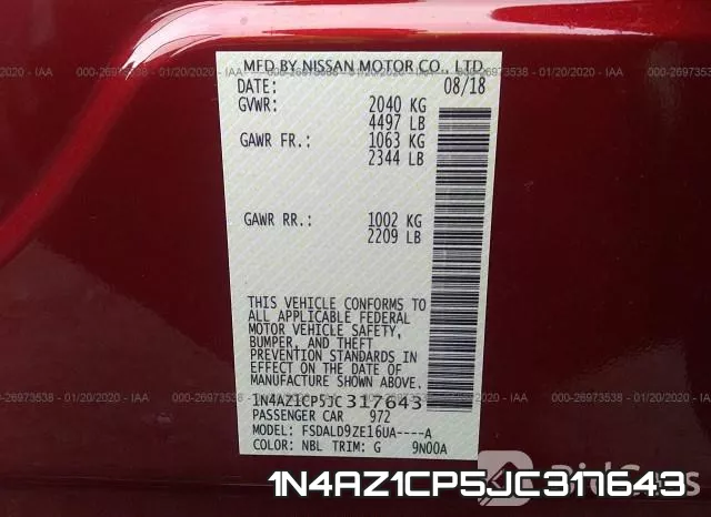 1N4AZ1CP5JC317643 фото 9