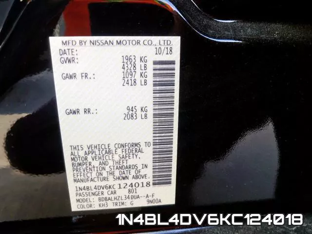 1N4BL4DV6KC124018 фото 2