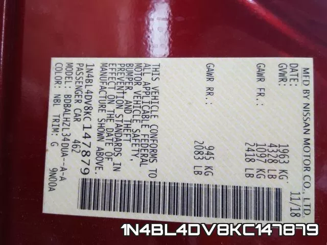 1N4BL4DV8KC147879 фото 2
