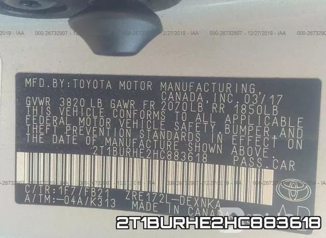 2T1BURHE2HC883618 фото 10