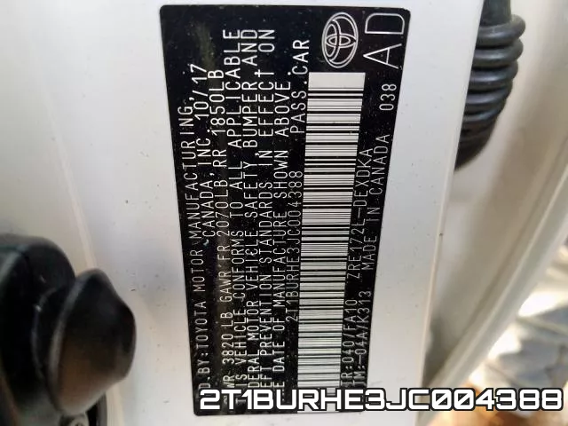 2T1BURHE3JC004388 фото 2