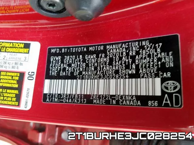2T1BURHE3JC028254 фото 2