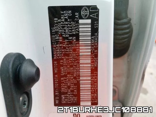 2T1BURHE3JC108881 фото 2