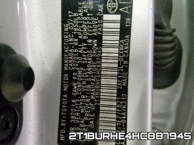 2T1BURHE4HC887945 фото 2