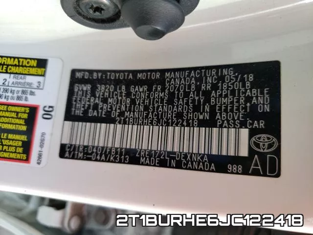2T1BURHE6JC122418 фото 2