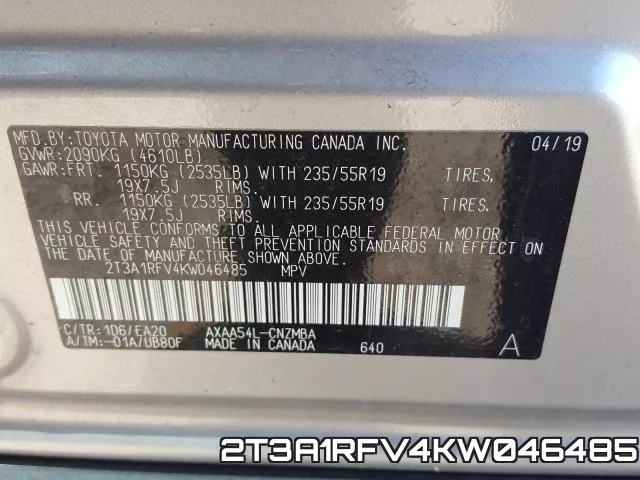 2T3A1RFV4KW046485 фото 2