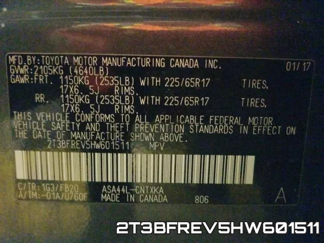 2T3BFREV5HW601511 фото 2