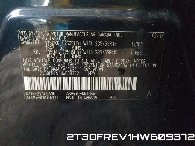 2T3DFREV1HW609372 фото 2