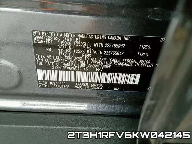 2T3H1RFV6KW042145 фото 2