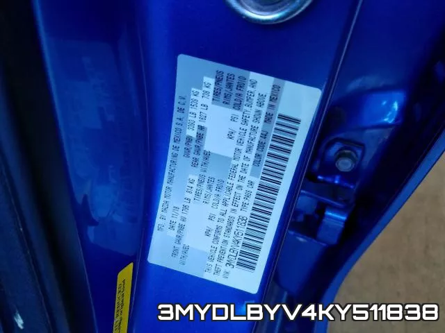 3MYDLBYV4KY511838 фото 2
