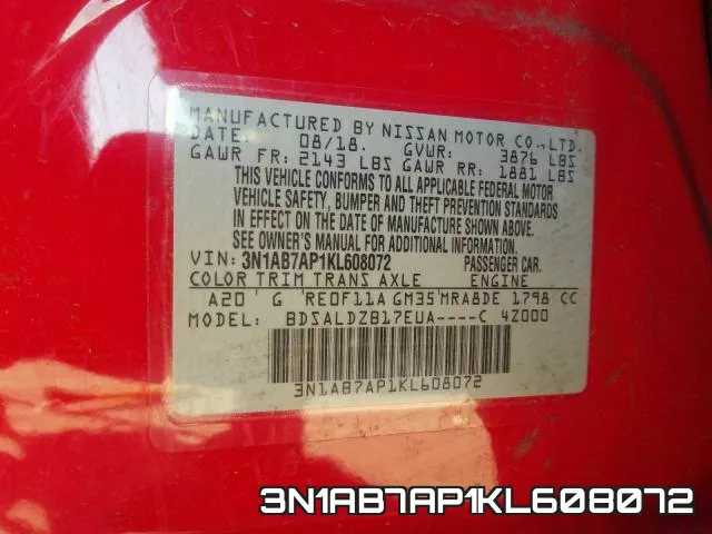 3N1AB7AP1KL608072 фото 2
