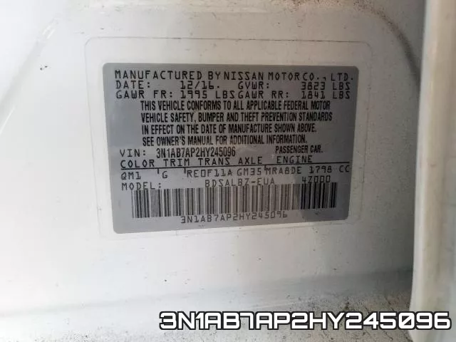 3N1AB7AP2HY245096 фото 2