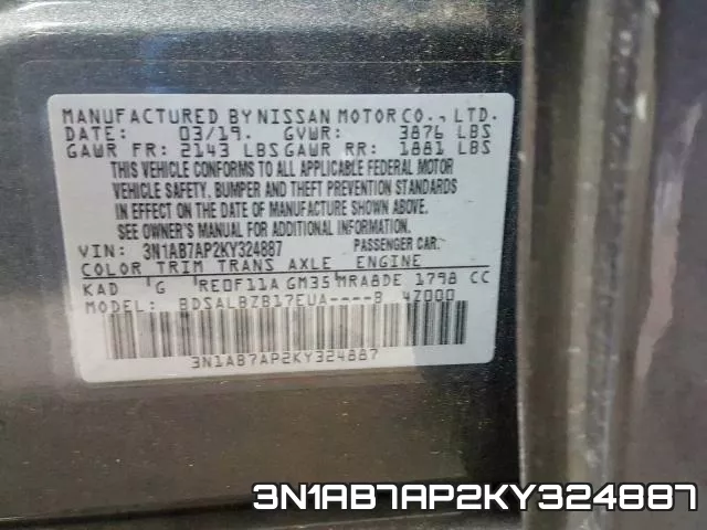 3N1AB7AP2KY324887 фото 2
