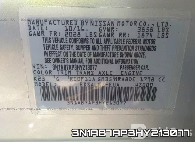 3N1AB7AP3HY213077 фото 10