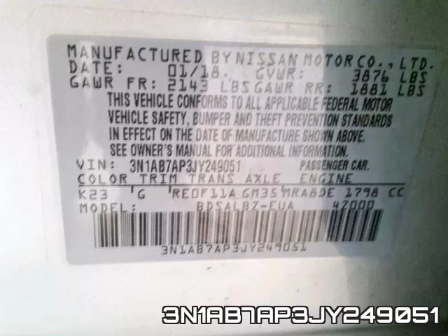 3N1AB7AP3JY249051 фото 2
