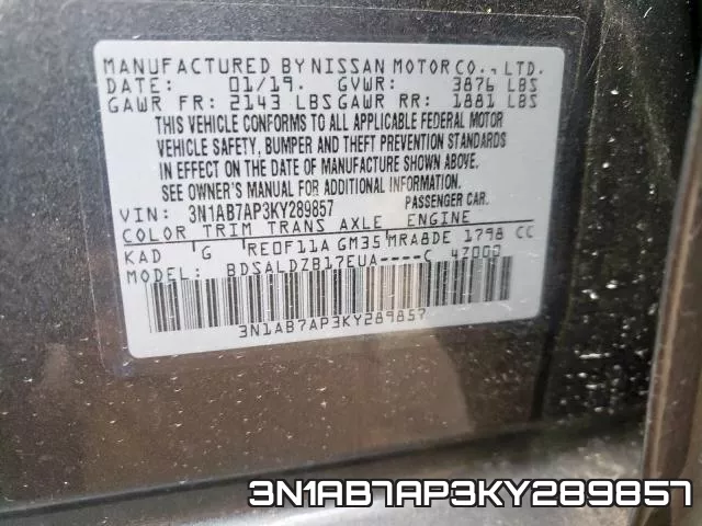 3N1AB7AP3KY289857 фото 2