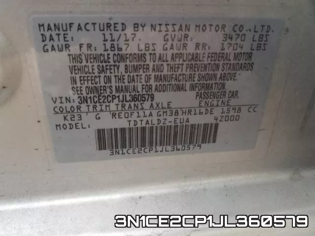 3N1CE2CP1JL360579 фото 2