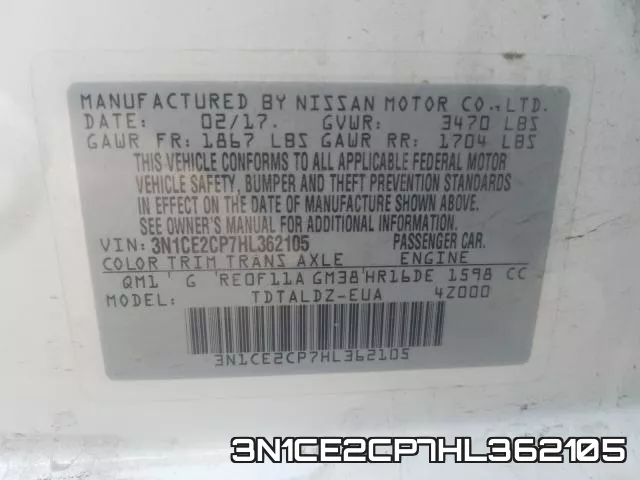 3N1CE2CP7HL362105 фото 2