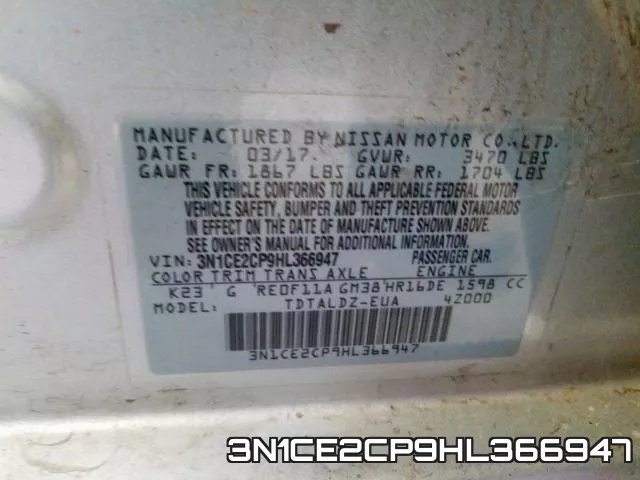 3N1CE2CP9HL366947 фото 2